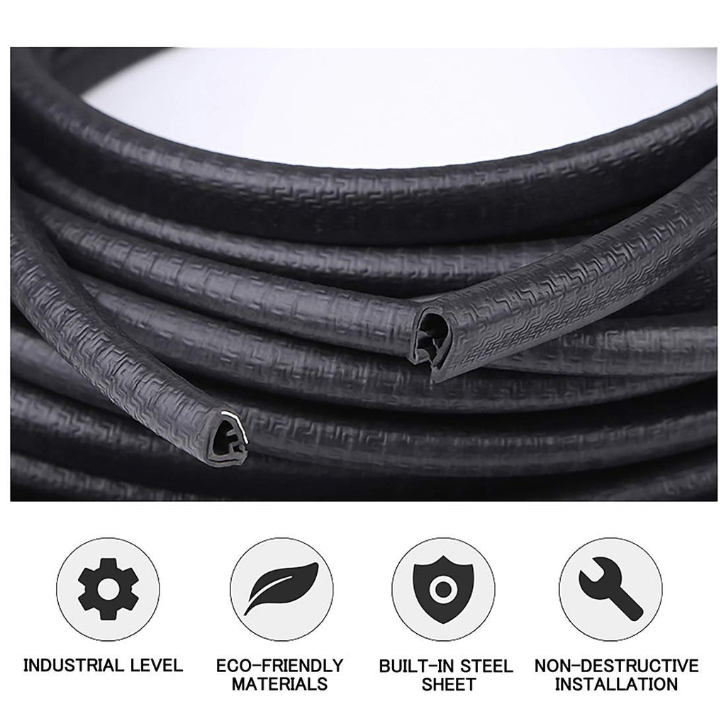 MYFAMIREA 33Ft(10M) Long Car Door Edge Guards, U Shape Edge Trim Rubber Seal Protector Car Door Protection Anti-Collision Rubber Clips Easy to Cut No Need Adhesive Fit for Most Vehicles| Black