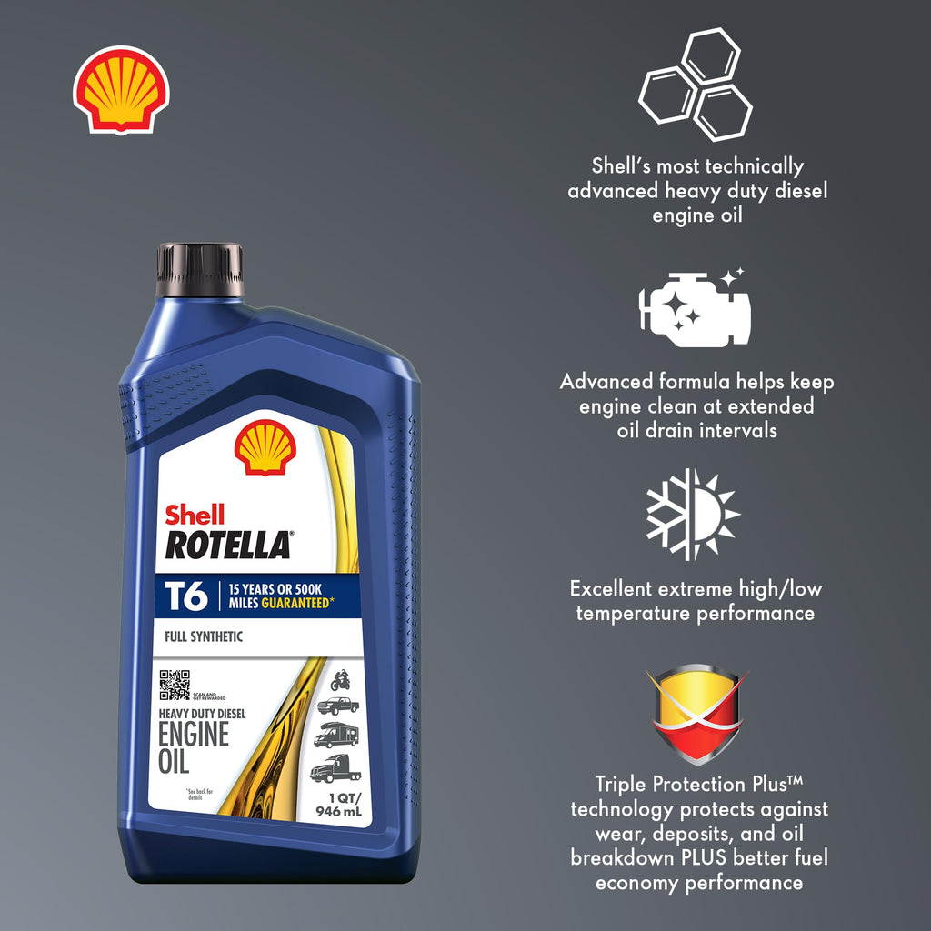Shell Rotella T6 Full Synthetic Heavy Duty Engine Oil 5W-40, 55 Gallon Drum