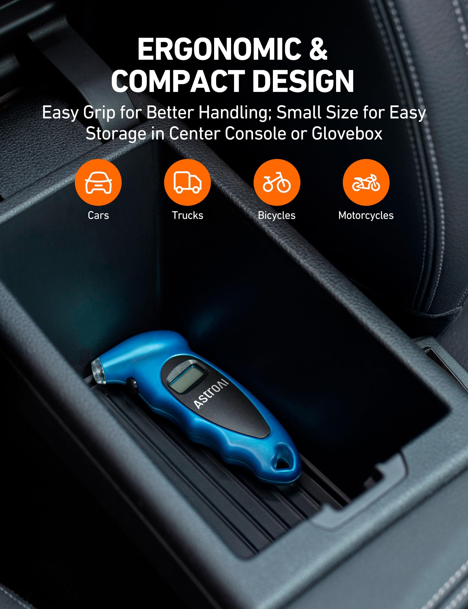 AstroAI Digital Tire Pressure Gauge 0-150PSI Calibrated to ANSI B40.7 +/-1PSI, Accurate in 0.1 Increments, Tire Repair Tools 4 Pressure Measurements for Car Truck with Backlight LCD, Silver
