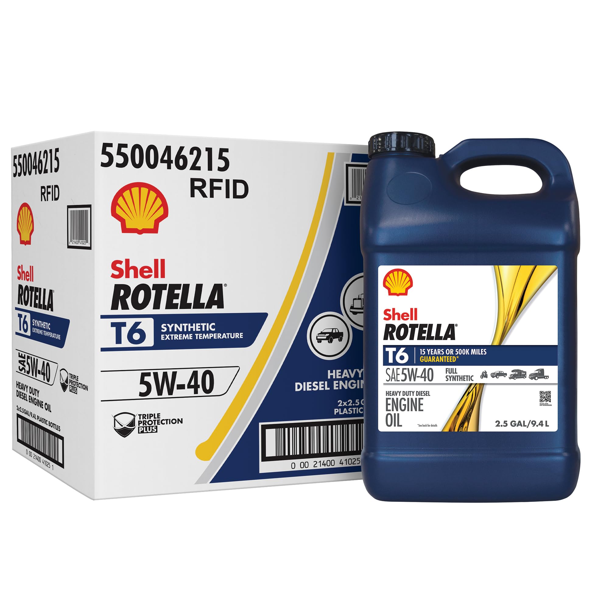 Shell Rotella T6 Full Synthetic Heavy Duty Engine Oil 5W-40, 55 Gallon Drum