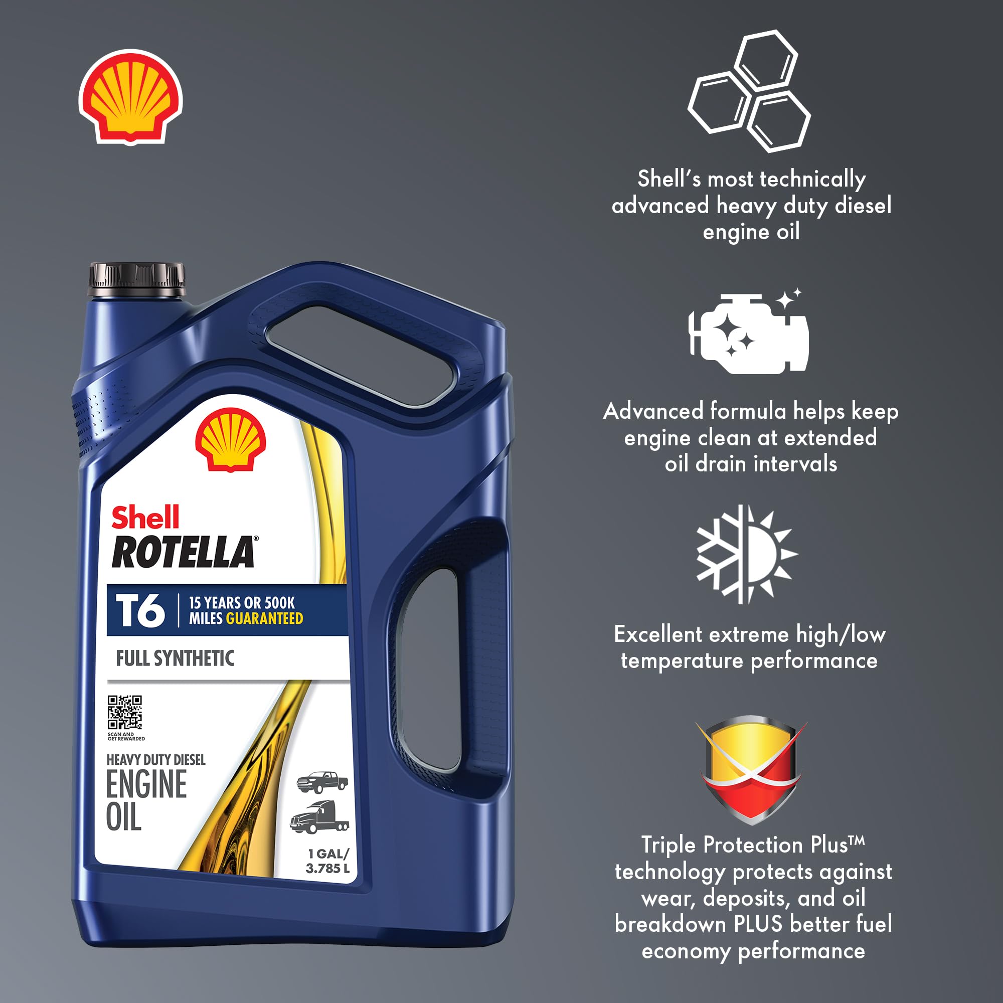 Shell Rotella T6 Full Synthetic Heavy Duty Engine Oil 5W-40, 55 Gallon Drum