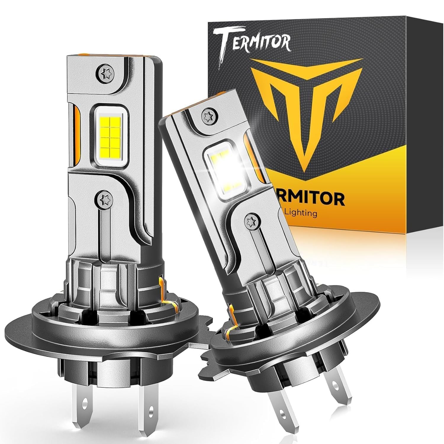 Termitor H7 Light Bulbs, 50,000LM High Brightness, 1:1 Original Halogen Size, Plug and Play 3-Min Installation, IP68 Waterproof, 10-Year Lifespan for H7 Exterior Light Bulbs, Pack of 2 | 1:1 Original Halogen Size, Plug and Play 3-Min Installation, IP68 Wa