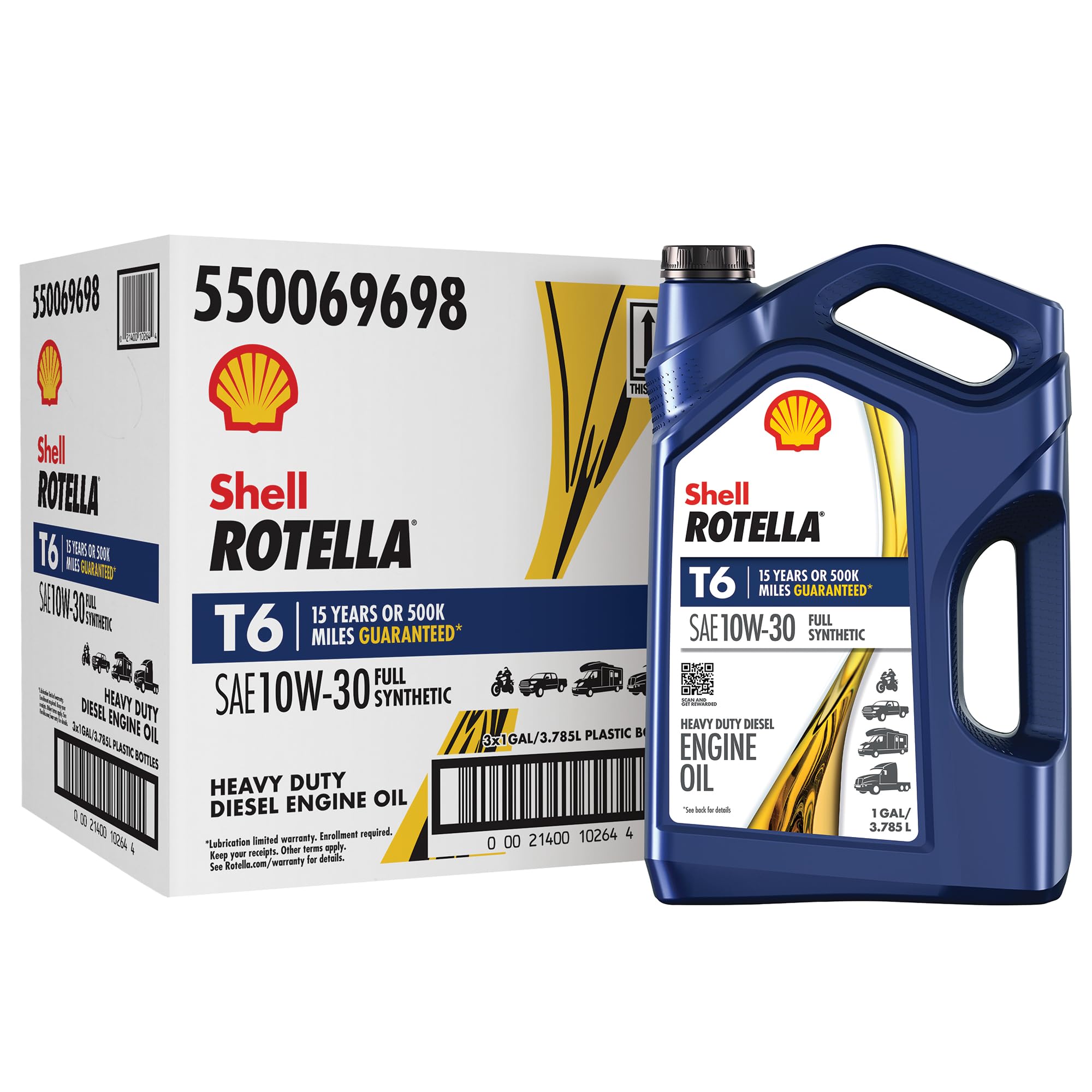 Shell Rotella T6 Full Synthetic Heavy Duty Engine Oil 5W-40, 55 Gallon Drum