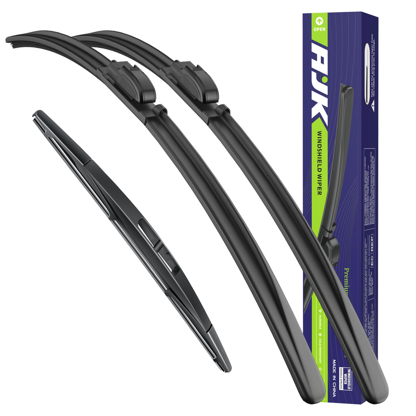 AJK Wiper Blades for Mazda CX-30 2020 2021 2022 2023 2024 2025 2026, 3 Piece All Weather OEM Quality Automotive Replacement Windshield Wiper Blades for My Car