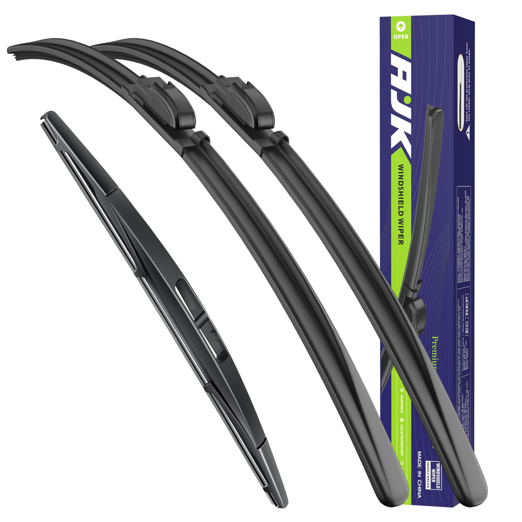 AJK Wiper Blades for Mazda CX-30 2020 2021 2022 2023 2024 2025 2026, 3 Piece All Weather OEM Quality Automotive Replacement Windshield Wiper Blades for My Car