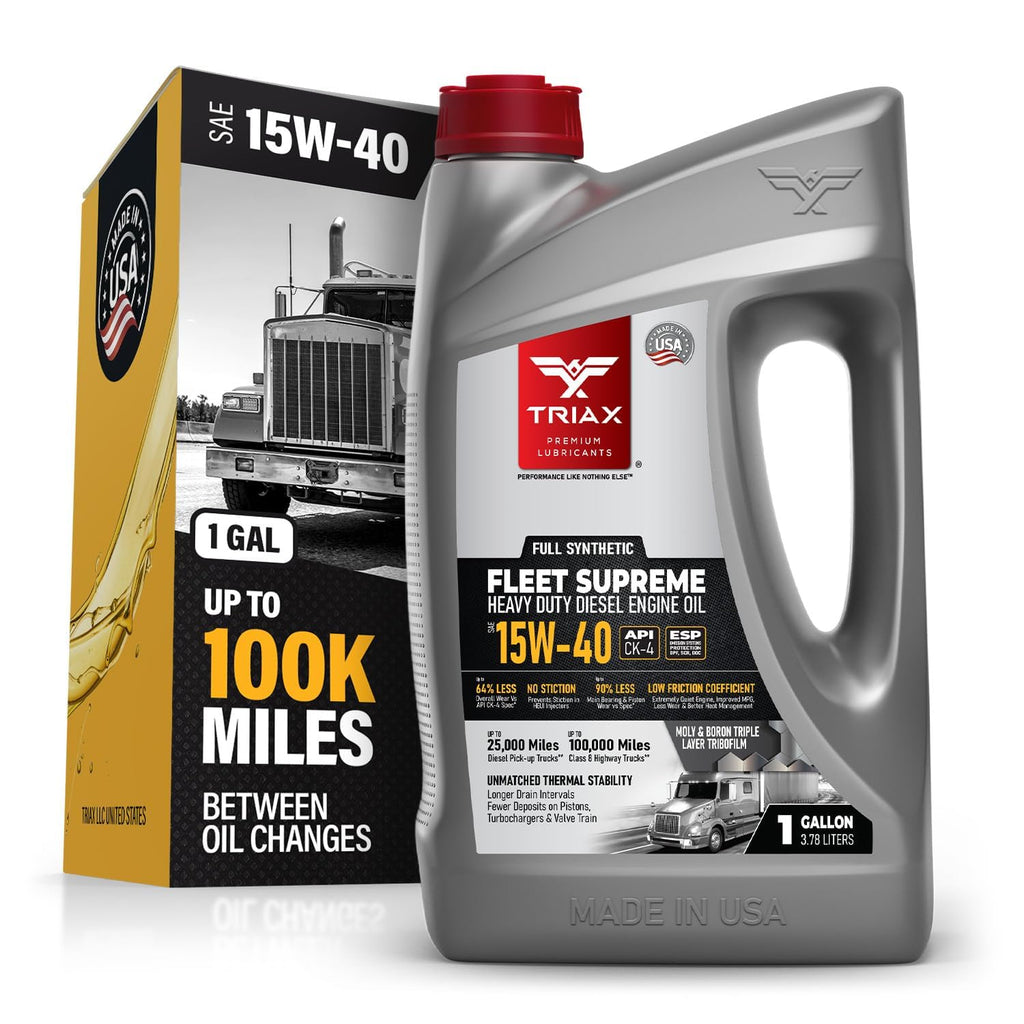 Triax Fleet Supreme 15W-40 API CK-4 Full Synthetic Heavy Duty Diesel Engine Oil | Moly Boron Friction Modified | Extended Drain (5 Gallon)