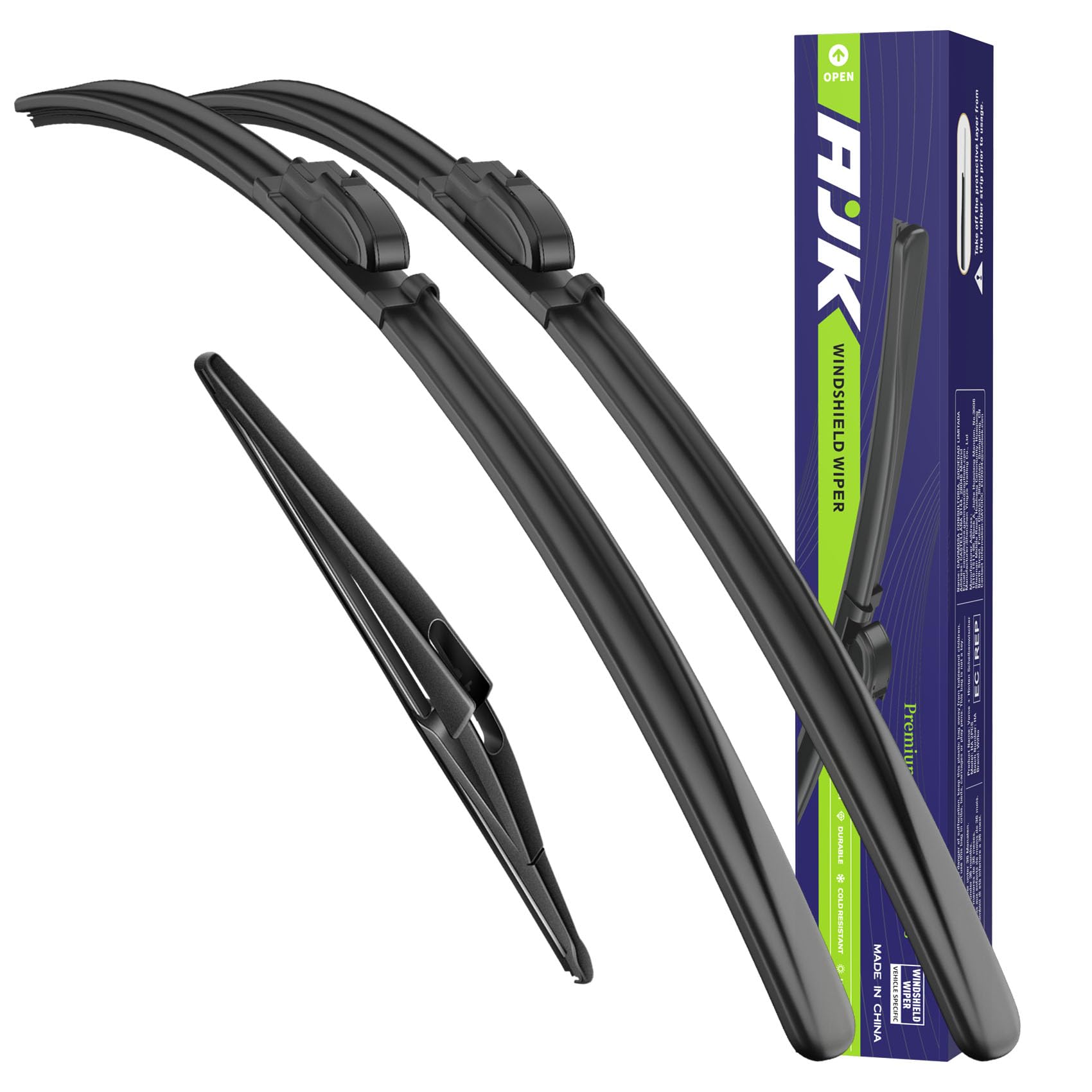 AJK Wiper Blades for Mazda CX-30 2020 2021 2022 2023 2024 2025 2026, 3 Piece All Weather OEM Quality Automotive Replacement Windshield Wiper Blades for My Car