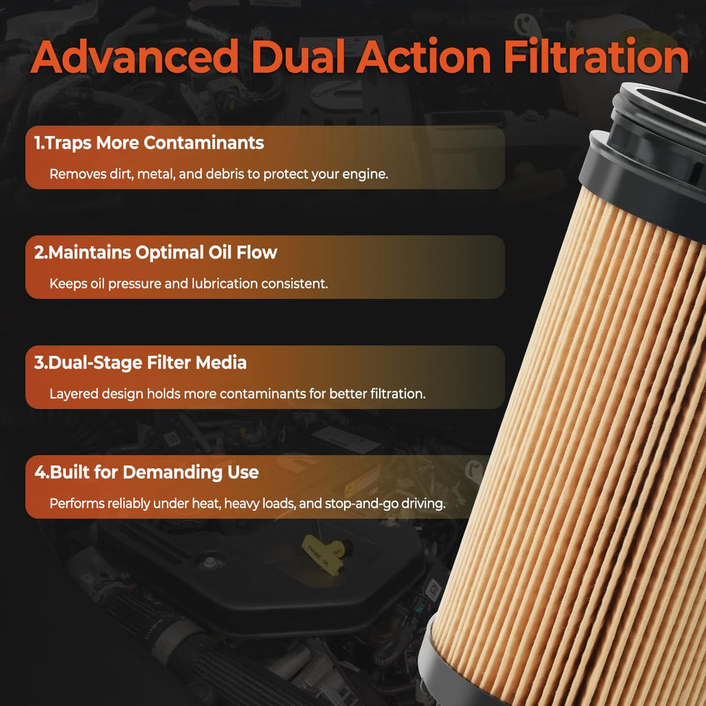 6.7L Cummins Diesel Engine Oil Filter Compatible with 2025 2026 Dodge Ram 2500 3500 4500 5500 6.7L Cummins Turbo Diesel Engine Replace 68677810AA