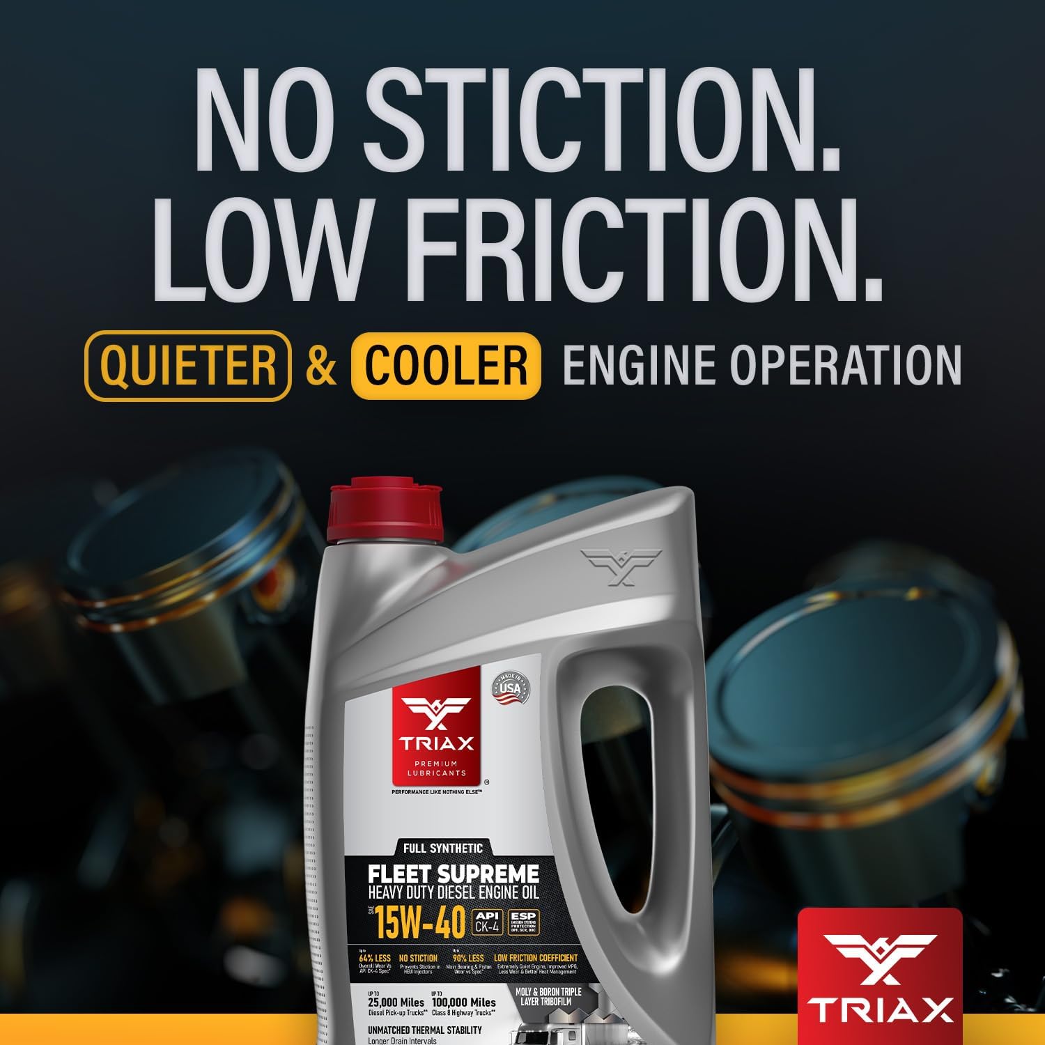 Triax Fleet Supreme 15W-40 API CK-4 Full Synthetic Heavy Duty Diesel Engine Oil | Moly Boron Friction Modified | Extended Drain (5 Gallon)