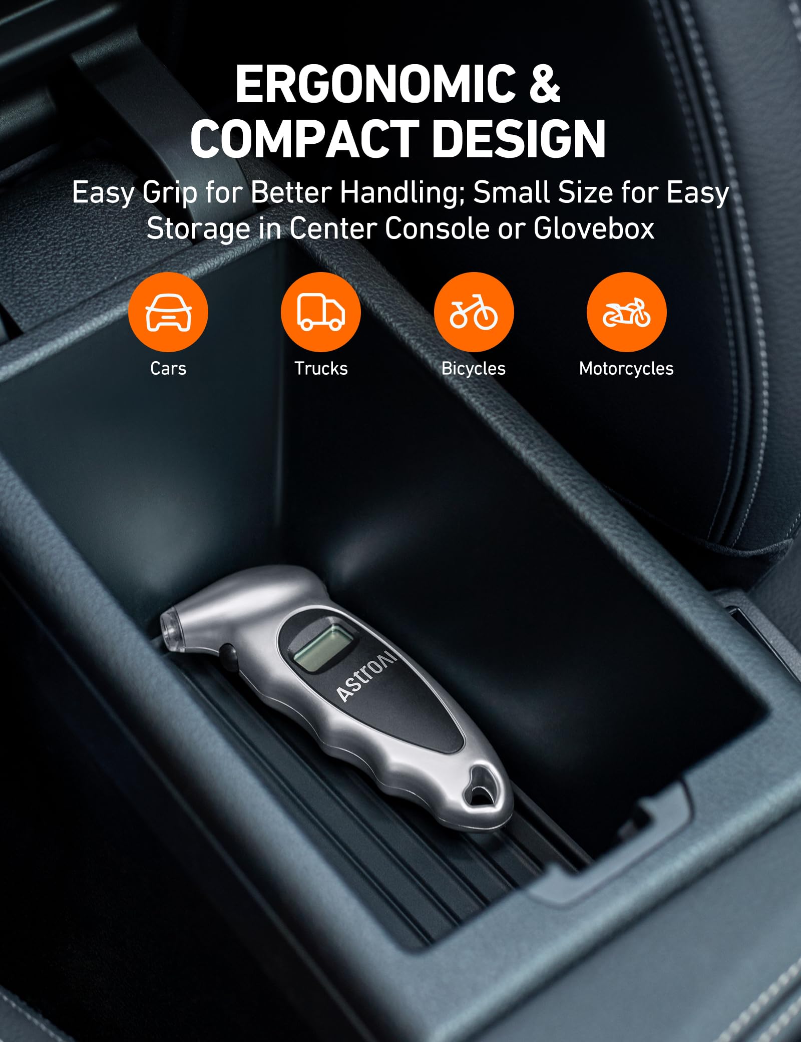 AstroAI Digital Tire Pressure Gauge 0-150PSI Calibrated to ANSI B40.7 +/-1PSI, Accurate in 0.1 Increments, Tire Repair Tools 4 Pressure Measurements for Car Truck with Backlight LCD, Silver
