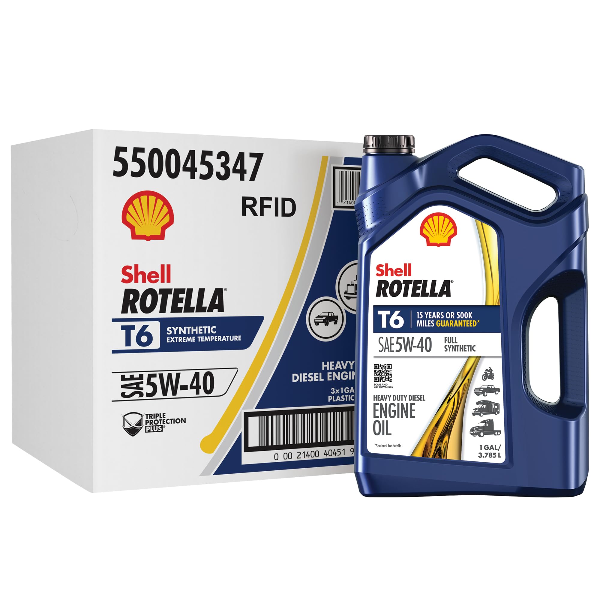 Shell Rotella T6 Full Synthetic Heavy Duty Engine Oil 5W-40, 55 Gallon Drum
