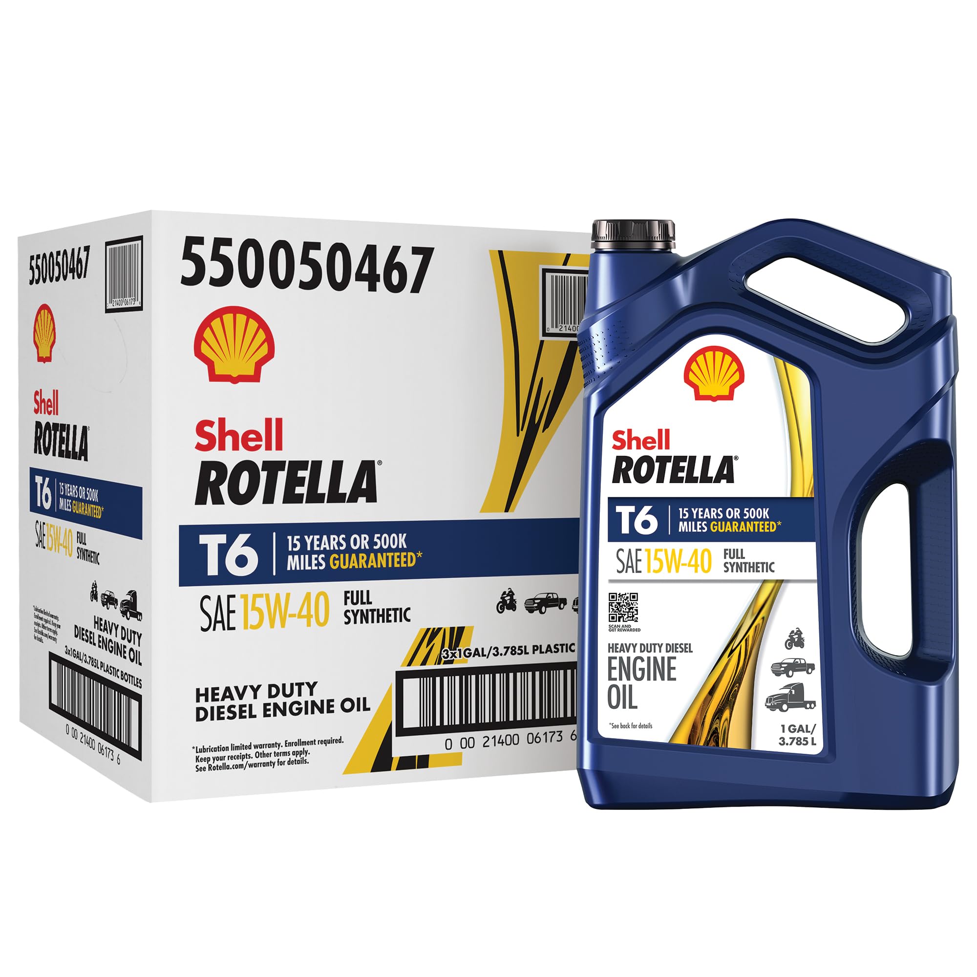Shell Rotella T6 Full Synthetic Heavy Duty Engine Oil 5W-40, 55 Gallon Drum