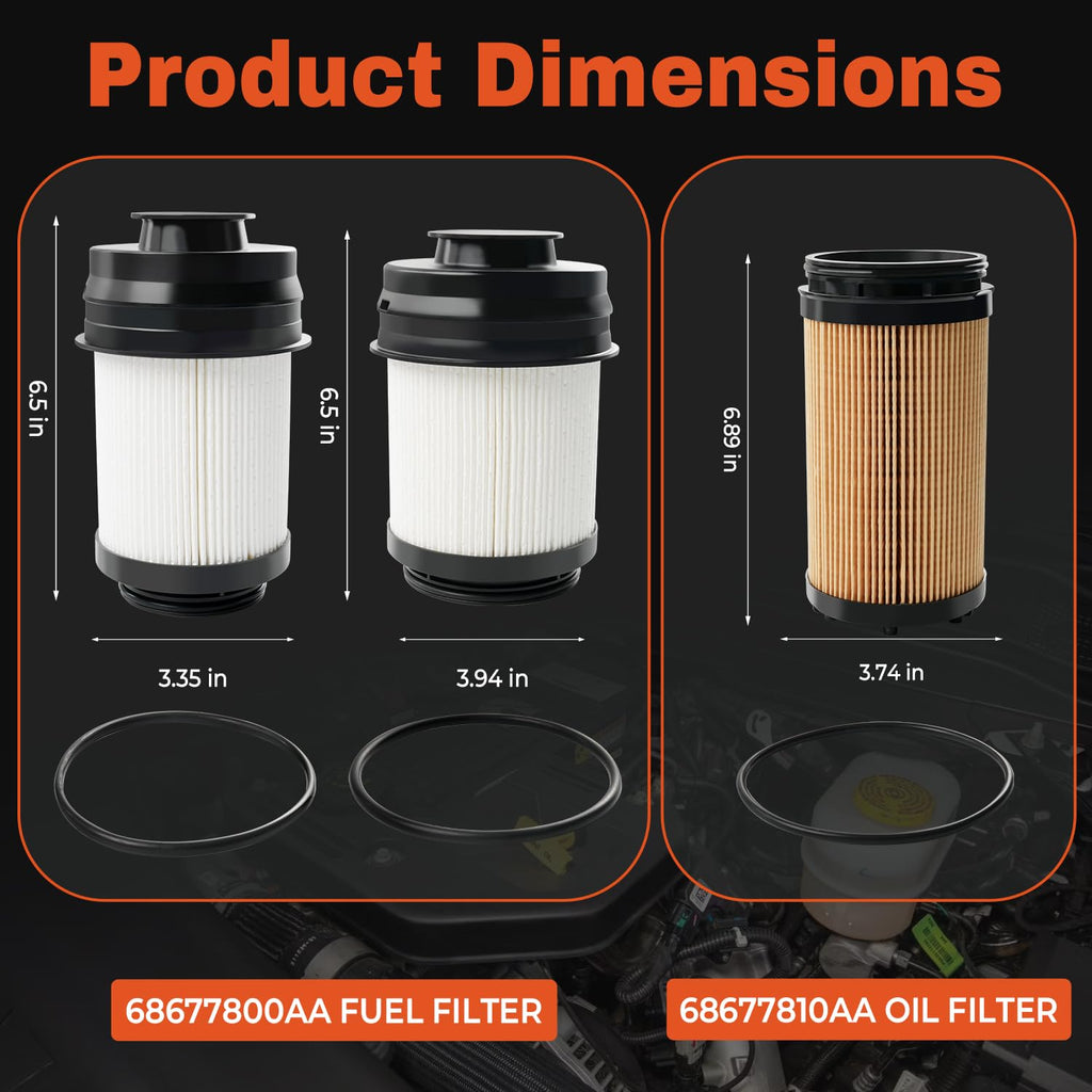 6.7L Cummins Diesel Engine Oil Filter Compatible with 2025 2026 Dodge Ram 2500 3500 4500 5500 6.7L Cummins Turbo Diesel Engine Replace 68677810AA