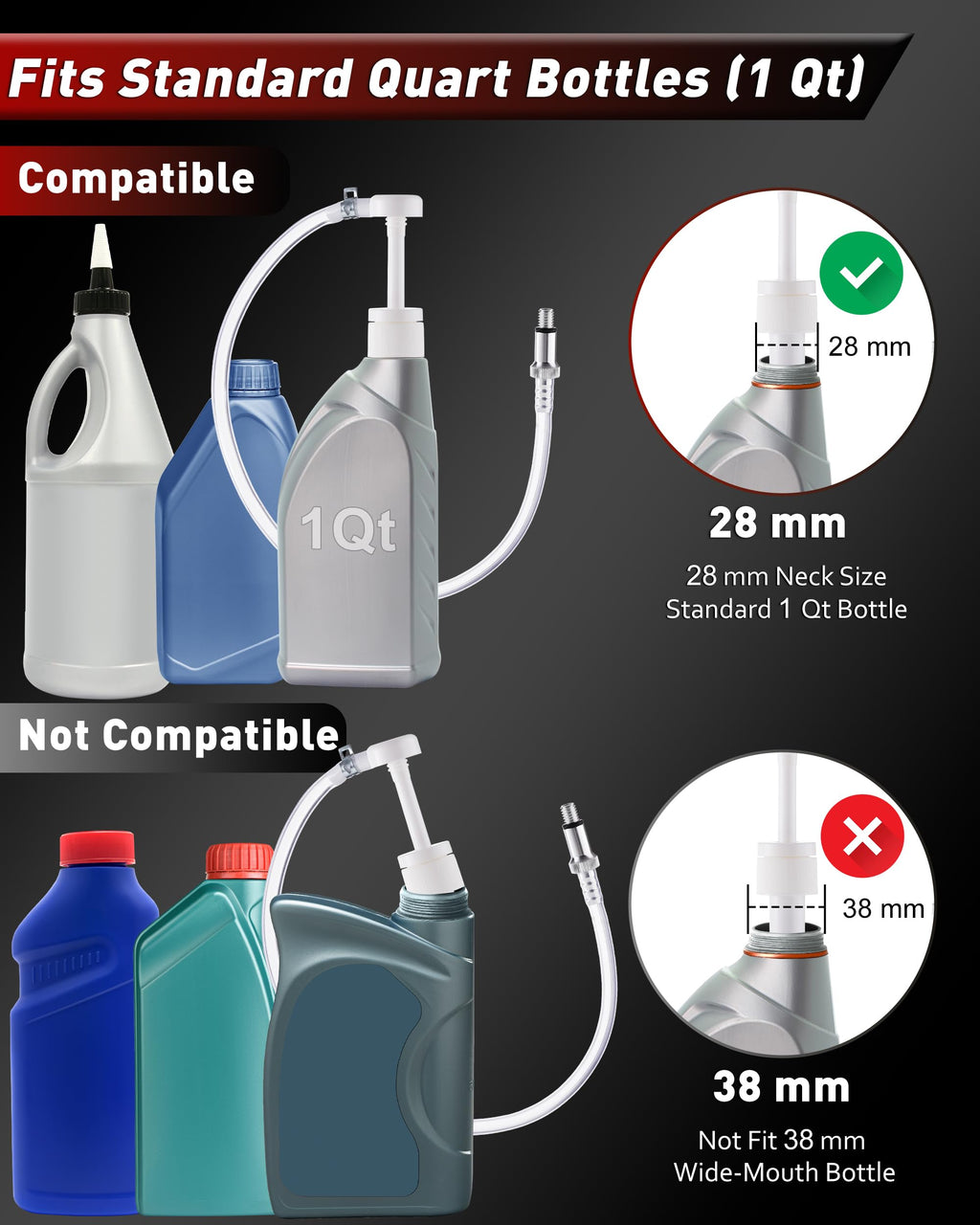 Oil Pump 12V 100W, Oil Extractor Pump for Engine Oil Change, Electric Fluid Transfer Pump for Motor Oil, Gear Oil, Transmission Fluid Removal, Self-Priming Oil Transfer Pump for Car, Mower, Marine