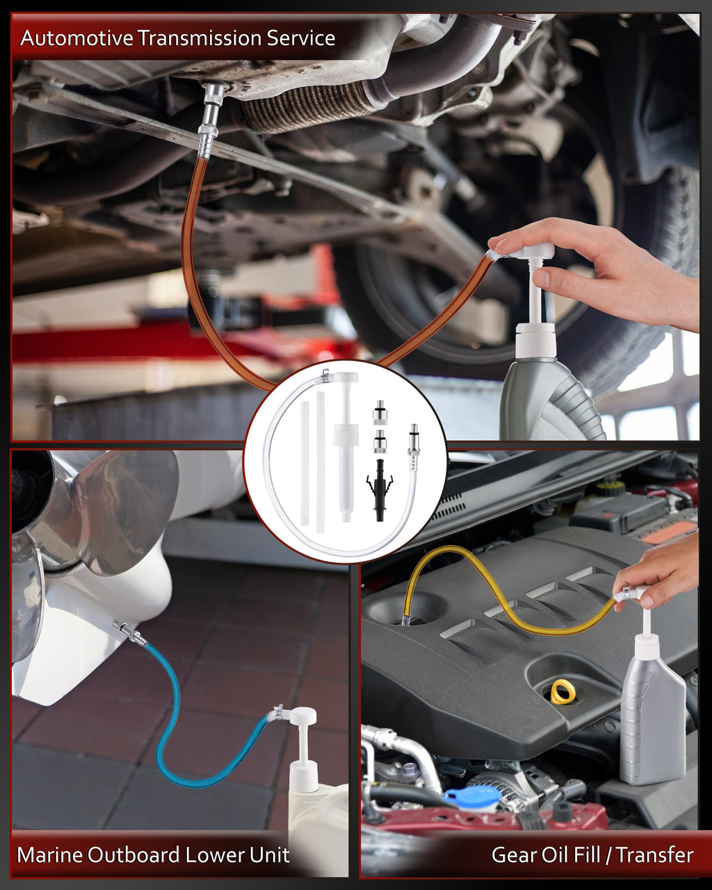 Oil Pump 12V 100W, Oil Extractor Pump for Engine Oil Change, Electric Fluid Transfer Pump for Motor Oil, Gear Oil, Transmission Fluid Removal, Self-Priming Oil Transfer Pump for Car, Mower, Marine