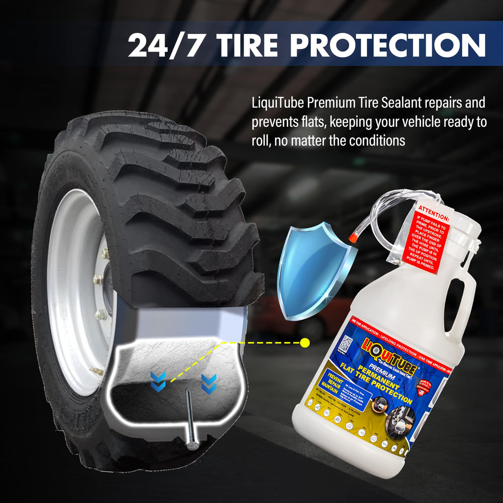Premium Heavy Duty Tire Sealant - Permanent Flat Tire Protection for Trailer and Off Road Tires - Maintain Air Pressure, Balance - Seal Punctures, Bead, Rim, Tire Weathering Leaks (16 oz)