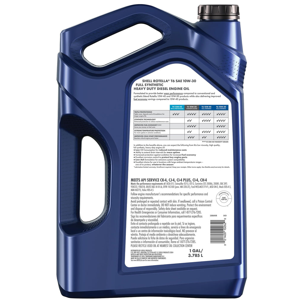 Shell Rotella T6 Full Synthetic Heavy Duty Engine Oil 5W-40, 55 Gallon Drum